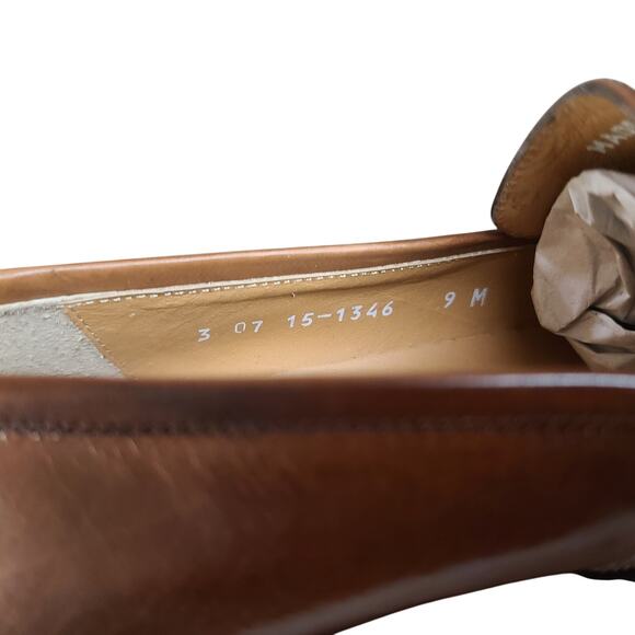 Johnston & Murphy Saddle Tan Leather Italian Handcrafted Tassel Loafers NEW 9 M - Picture 5 of 6